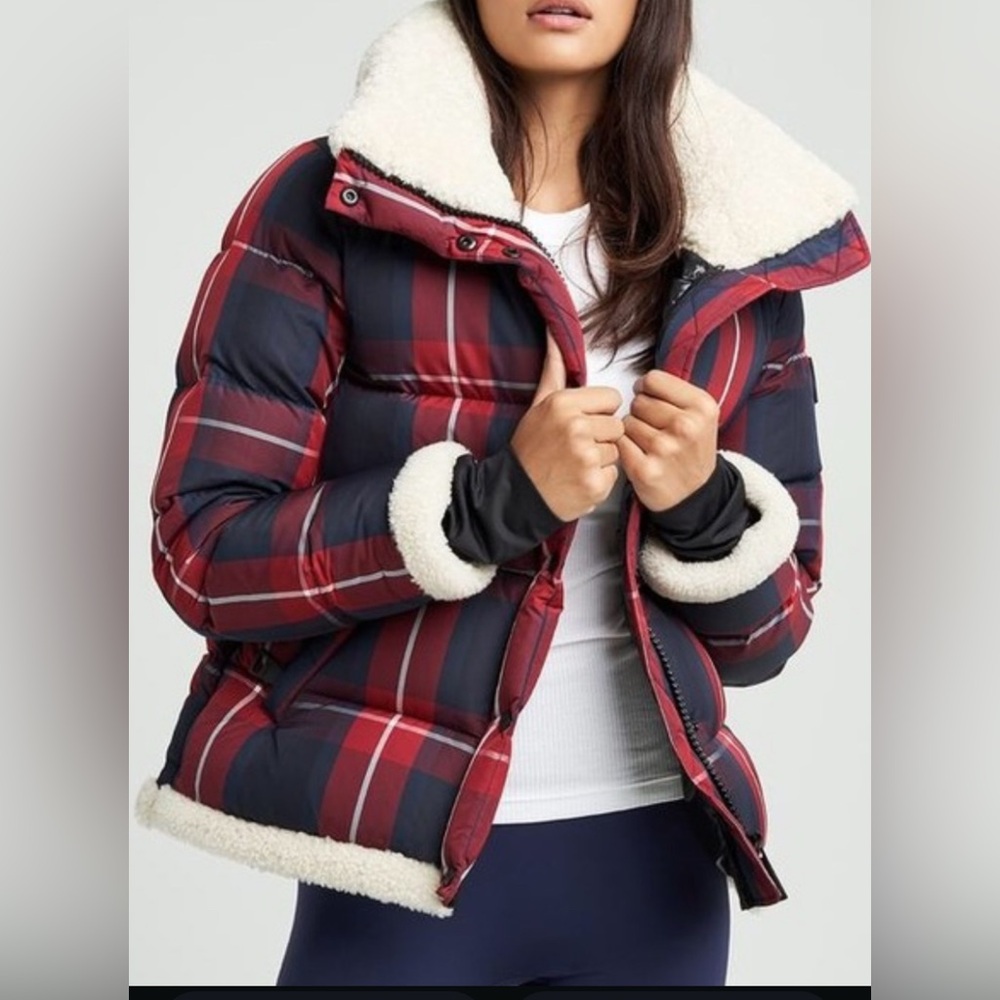 SAM. Mackenzie Red and Blue Plaid Puffer Jacket